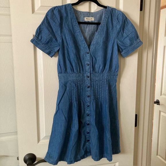 Madewell Blue Denim Chambray Daylilly Short Sleeve Dress Size 2 - Picture 1 of 7